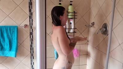 Young Brunette Milf Taking A Refreshing Warm Soapy Shower After A Long Exhausting Day - upornia.com