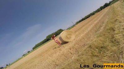 Slutty Redhead Milf Sucks In A Field With A Buttplug. Huge Facial Cumshot - hotmovs.com